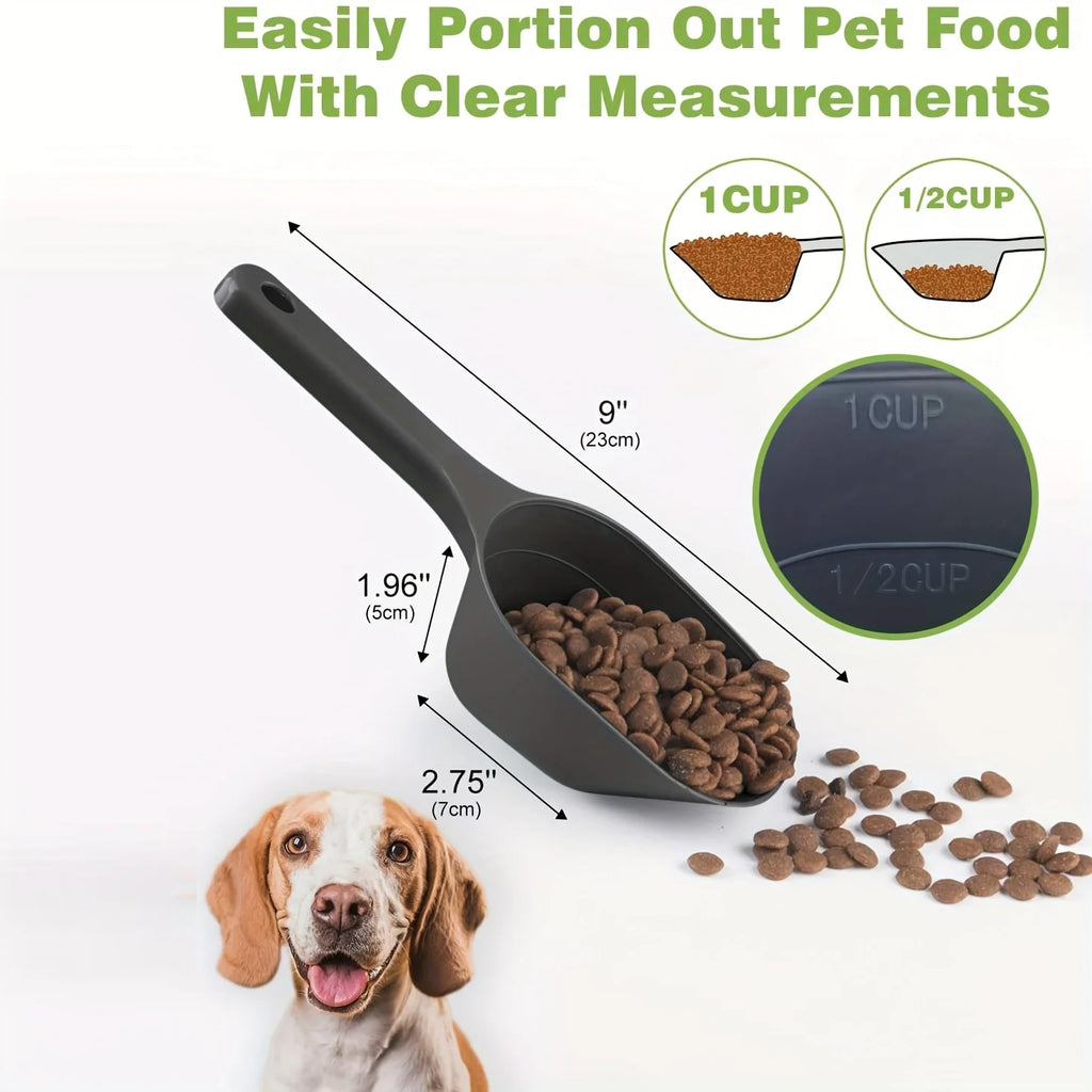 2-Pack Dog Food Scoop, Pet Food Scoop with Measurement Lines for 1/2 Cup and 1 Cup, Plastic Pet Food Scoop Suitable for Dogs